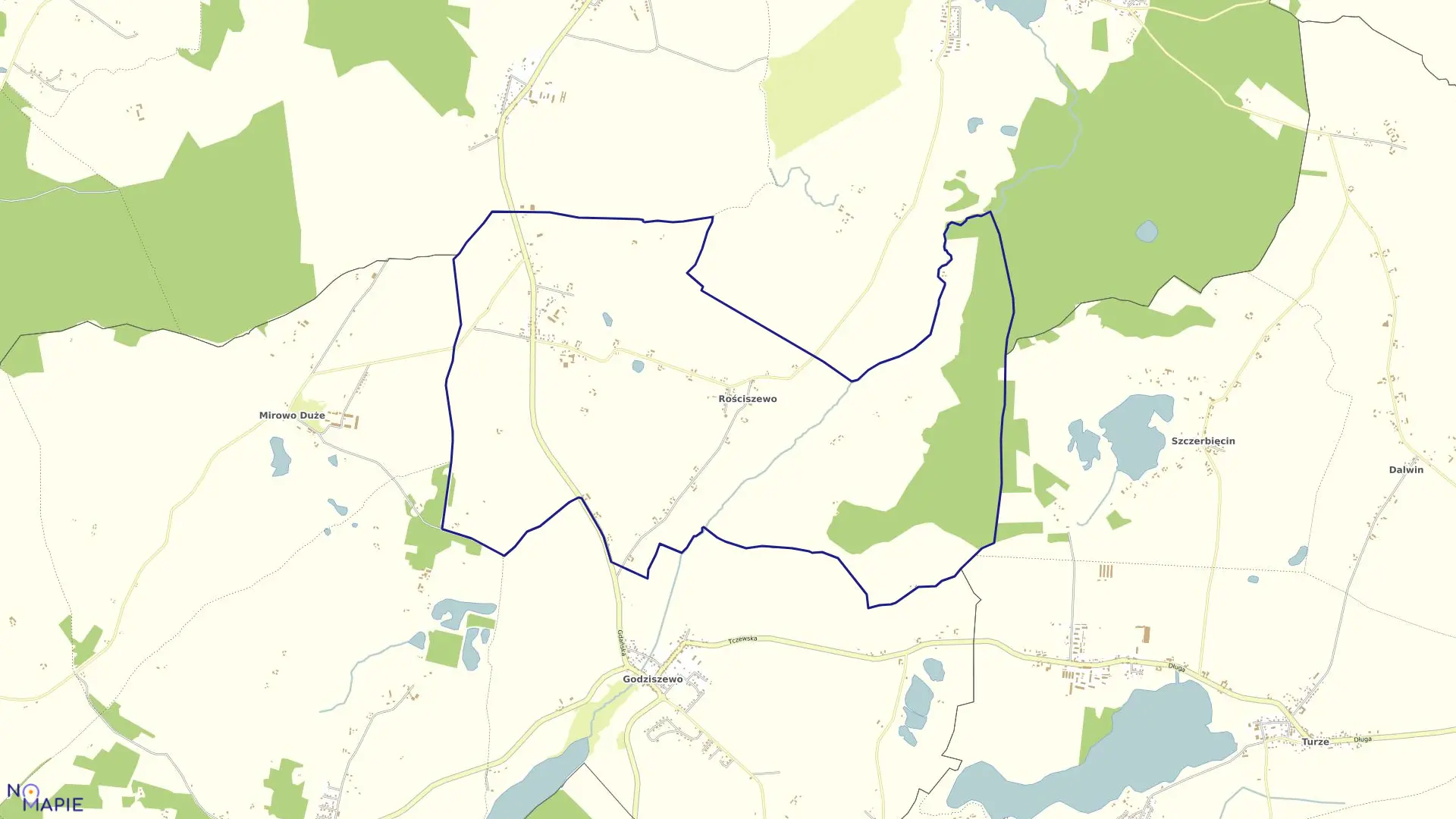 Mapa obrębu Gołębiewko w gminie Trąbki Wielkie